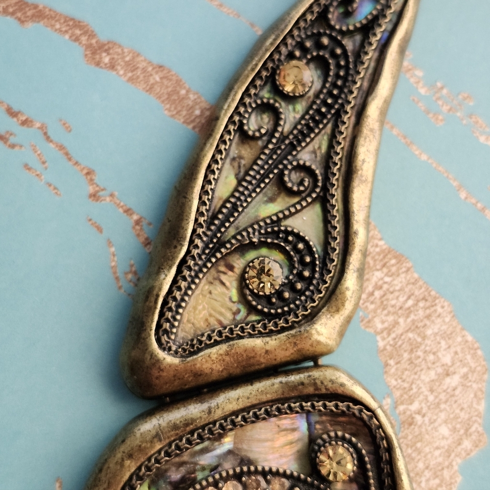 Abalone Shell Chunky Necklace Statement - image 4